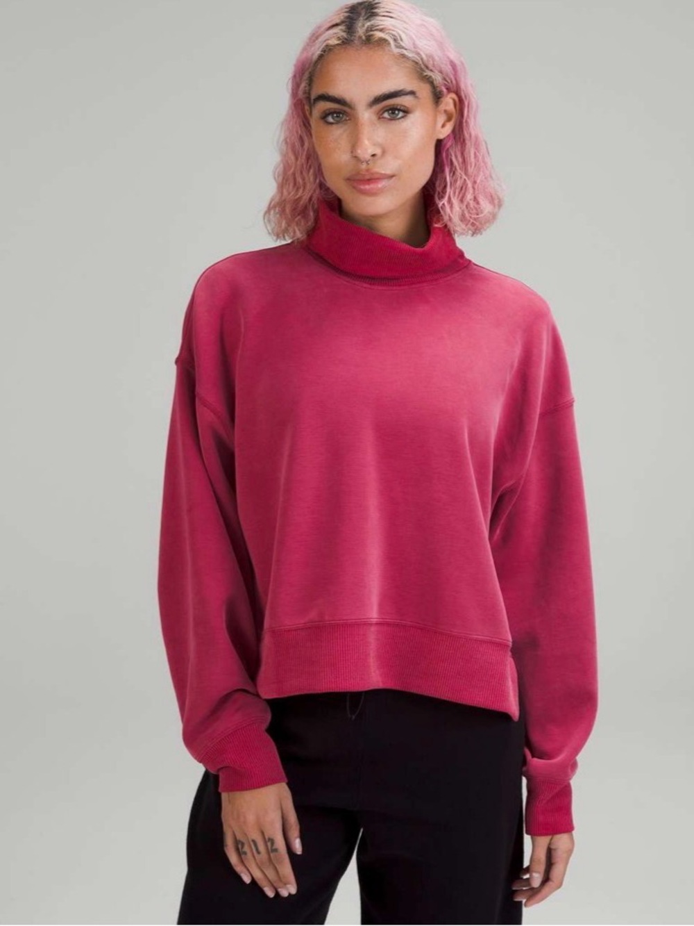 Lululemon Softstreme Turtleneck Pullover 14 Pomegranate PTP 29” EUC